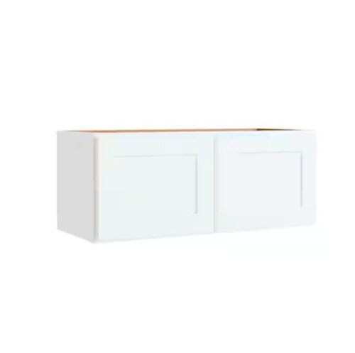 Hampton Bay Courtland 30 in. W x 12 in. D x 12 in. H Assembled Shaker Wall Bridge Kitchen Cabinet in Polar White