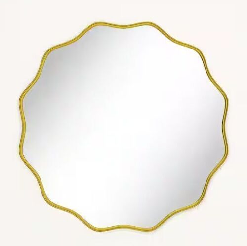 Gold 36 in. W x 36 in. H Round Modern Aluminum Alloy Deep Framed with Decorative Border Mirror