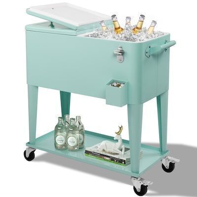 VINGLI 80 Quart Rolling Ice Chest with Shelf