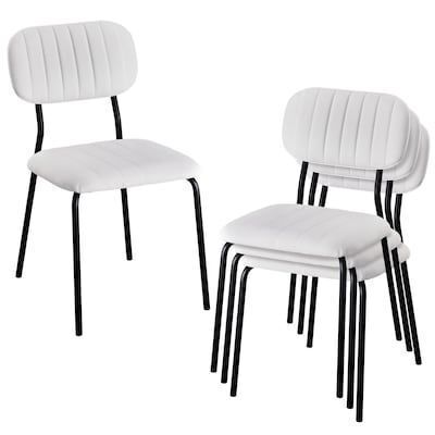 VINGLI 4-Pcs Stackable Dining Chair with Fabric Pad and Metal Frame