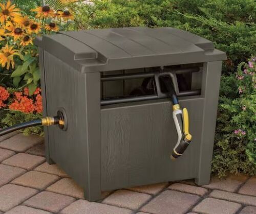 Suncast 150 ft. Farmington Smart Tube Hose Hideaway with Brass Connections, Stoney