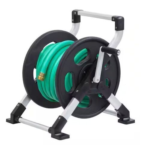 LIBERTY GARDEN 150 ft. Explorer Aluminum Floor or Wall Mount Garden Hose Reel