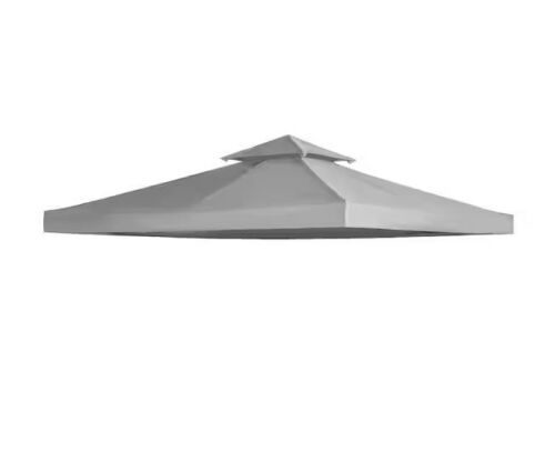 Outsunny 10 ft. x 10 ft. Square 2-Tier Gazebo Canopy Replacement Top Cover, Light Gray