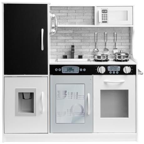 Wooden Play Kitchen for Kids with Accessories, Pretend Cooking Set, Ages 3+