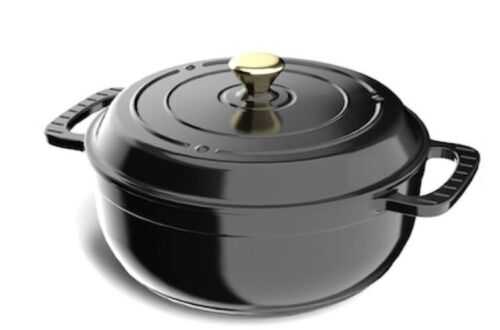 5 qt Enameled Cast Iron Round Dutch Oven in Black