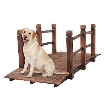 VINGLI 5-ft Wood Garden Bridge with Safety Rails Carbonized Finished