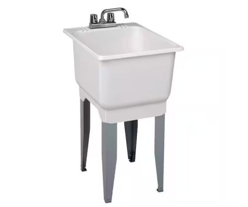 MUSTEE Utilatub Combo 18 in. x 23.5 in. x 33 in. Co-Polypure Floor Mount Laundry Tub