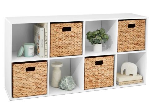 8-Cube Bookshelf, 11in Storage Display w/ Removable Panels, Customizable