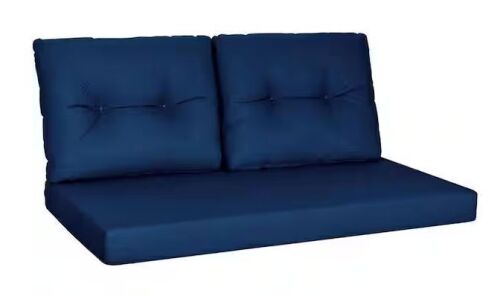 48 in. x 24 in. Navy Waterproof and UV-Resistant Olefin Outdoor Loveseat Cushion Set