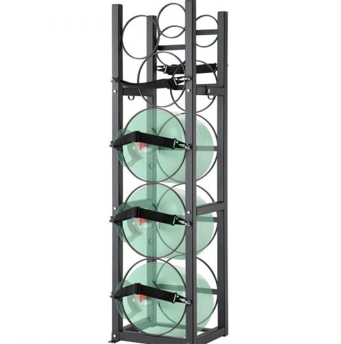 VEVOR Refrigerant Tank Rack, with 3 x 30lbs and Other 3 Small Bottle Tanks, Cylinder Tank Rack 12.79x12.99x47.12 in, Refrigerant Cylinder Rack and Holders for Freon, Gases, Oxygen, Nitrogen