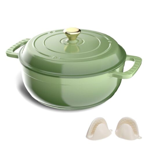 ROVSUN 6 QT Enameled Cast Iron Round Dutch Oven Sage Green