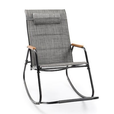VINGLI 450lbs Portable Outdoor Rocker with Footrest Hard Armrests Pillow