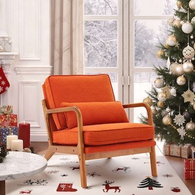 Mid Century Solid Wood Accent Chair
