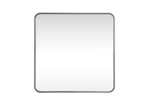 Timeless Home 30 in. W x 30 in. H Modern Soft Corner Metal Square Silver Mirror