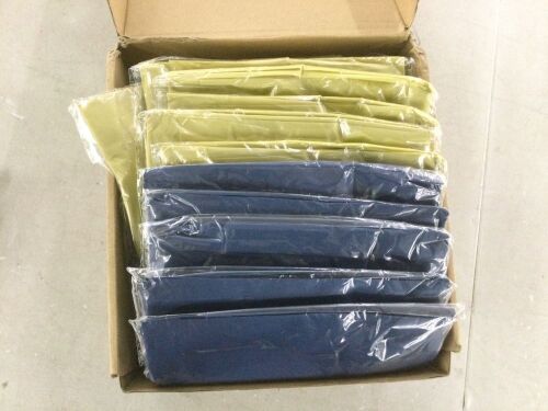 Lot of (12) 84" Plastic Tablecloths, Blue & Gold