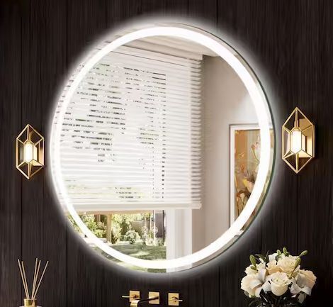 36 in. W x 36 in. H Round LED Frameless Wall Mounted Memory Function 3-Colors Dimmable Anti-Fog Bathroom Vanity Mirror