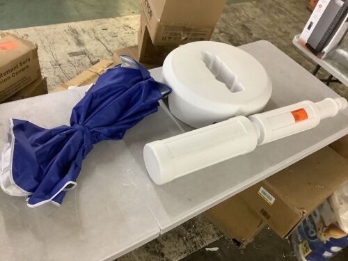 7 ft. Floating Table Patio Umbrella with Base and Cup Holder in Navy - Missing Umbrella Pole