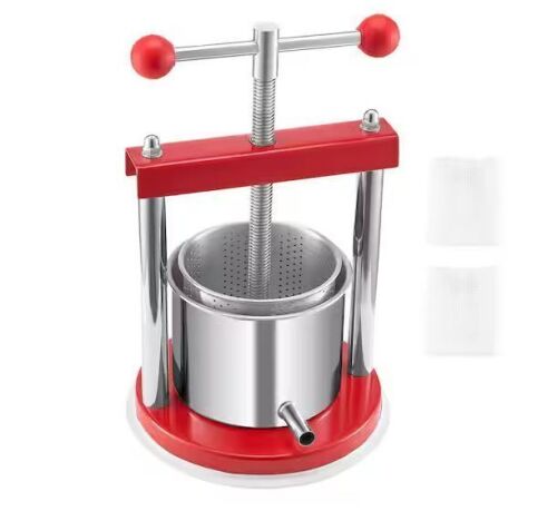 VEVOR 1. 65L Fruit Wine Press, 2-Stainless Steel Barrels, T-Handle