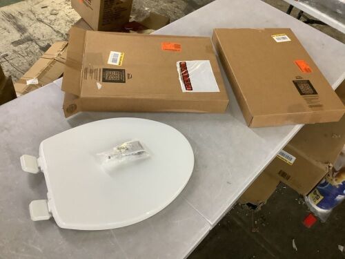 Lot of (2) Mayfair by Bemis Greenleaf Elongated Recycled Plastic with Soft Close and Never Loosens Toilet Seat in White