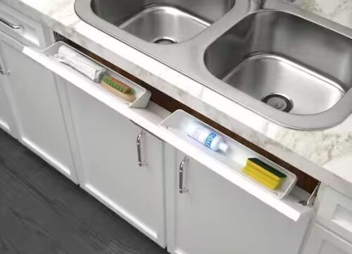 Rev-A-Shelf 14 in. White Polymer Tip-Out Trays for Sink Base Cabinets with Soft Close