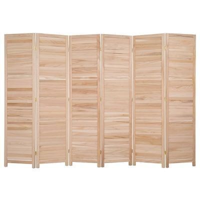 6ft Natural Wood 6 Panel Paulownia Pleated Room Divider