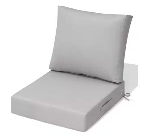 24 in. x 24 in. Outdoor Deep Seat Patio Couch Sofa Cushion Set in Light Gray
