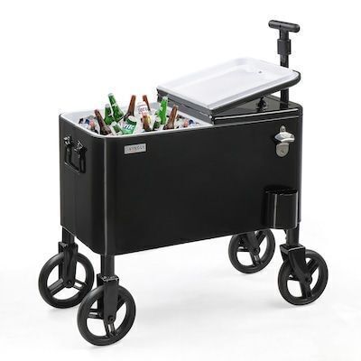 VINGLI 60-Qt Wagon Rolling Cooler Ice Chest with Long Handle and 10-in Wheels