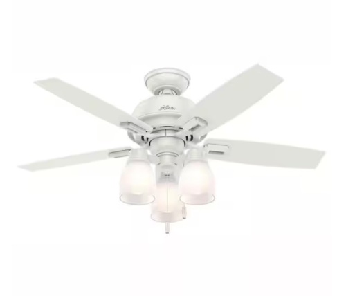Hunter Donegan 44 in. LED 3-Light Indoor Fresh White Ceiling Fan