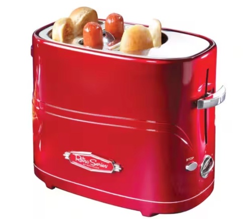 Nostalgia Pop-Up 2-Hot Dog and Bun Toaster With Mini Tongs