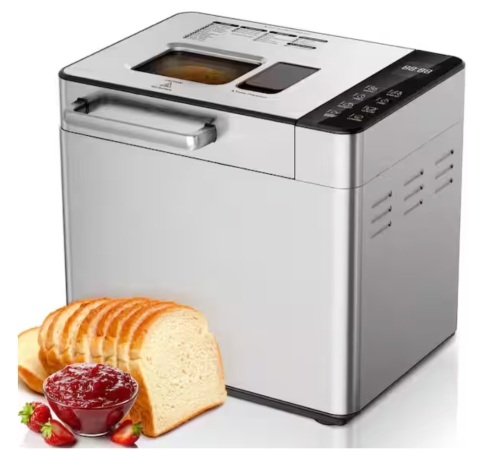 Simzlife 2 lb. Silver Bread Maker, with Fruit and Nut Dispenser