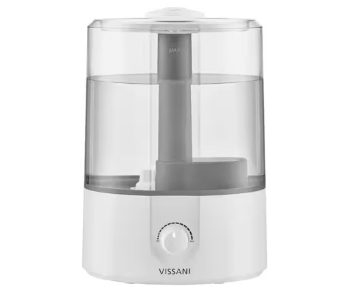 Vissani 1 Gal. Ultrasonic Humidifier 360 Degree Turning Dual Nozzle Cool Mist for Medium Room in White