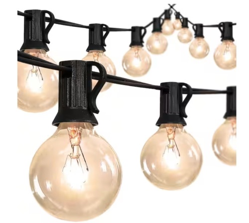 Jonathan Y 25-Light Indoor/Outdoor 25 ft. Plug-in Contemporary Rustic G40 Bistro Globe Bulb String Lights, Black