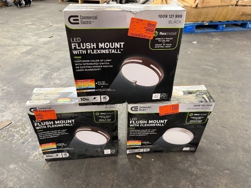 Lot of (3) Commercial Electric Flexinstall 10 in. Cut Out Integrated LED Recessed Ceiling Light with 5CCT Plus DuoBright