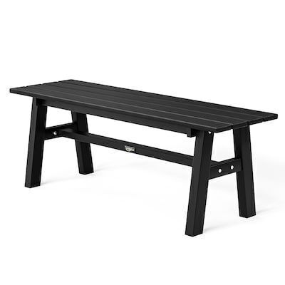 VINGLI 47 Inch HDPE Weatherproof Poly Lumber Porch Bench with Metal Legs