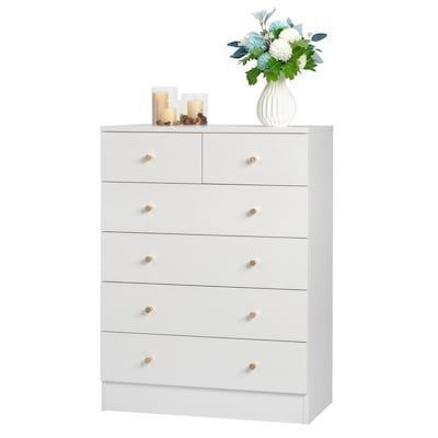 6-Drawer White Particle Board 25.98in. W Chest of Drawer