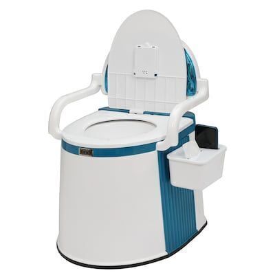 VINGLI Portable Toilet with 5 Gallon Bucket Inner Back and Handrail