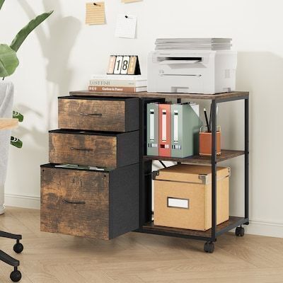 VINGLI 3 Drawer Rolling File Cabinet with Adjustable Shelves
