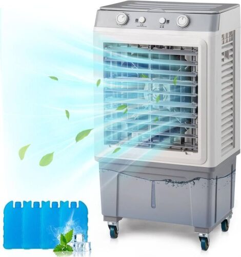 7.9Gal Evaporative Air Cooler, 2353CFM Portable Fan Swamp Cooler w/Knob Control, Oscillation, 3 Speeds & 30L Water Tank