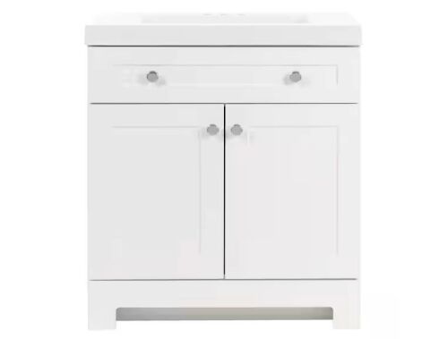 Glacier Bay Everdean 31 in. Single Sink White Freestanding Bath Vanity with White Cultured Marble Top