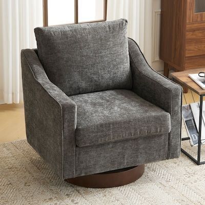 Chenille Living Room Swivel Barrel Accent Chair
