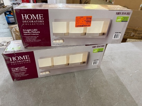 Lot of (2) Home Decorators Collection Alberson Collection 3-Light LED Vanity Fixtures