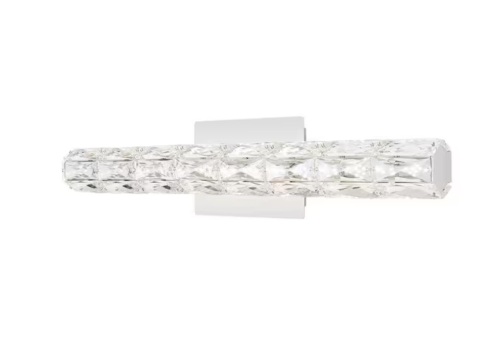 Home Decorators Collection Keighley 24 in. Integrated LED Chrome Bathroom Vanity Light Fixture with Crystal Shade
