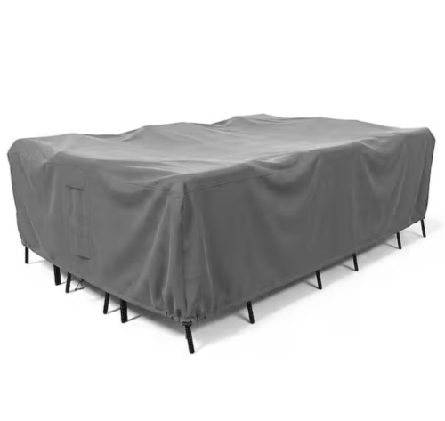 Khomo Gear Patio Table and Chair Set Cover - Durable and Water Resistant Outdoor Furniture Cover - Large - Grey