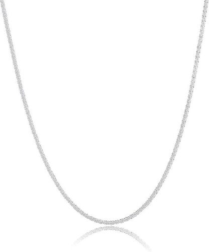 925 Sterling Silver Singapore Chain Lobster Clasp Paperclip Necklace for Women Sparkling Chain