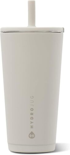 HydroJug Everyday Tumbler 20 oz, Ceramic-Lined Straw Cup, Linen