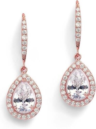 Mariell Cubic Zirconia Crystal Bridal Dangle Earrings, Drop Earrings with Euro Wire Tops, Wedding Earring for Women, Brides, Bridesmaids and Prom