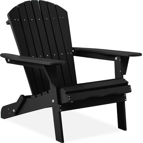 Folding Adirondack Chair Outdoor Wooden Accent Furniture Fire Pit Lounge Chairs for Yard, Garden, Patio w/ 350lb Weight Capacity