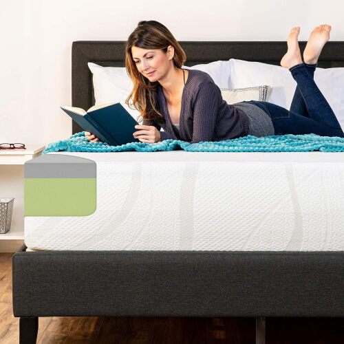 12in Full Size 2-Layer Medium-Firm Mattress w/Moisture Wicking, Odor Reducing Bamboo Charcoal Gel & Green Tea Infused Memory Foam - CertiPUR-US Certified