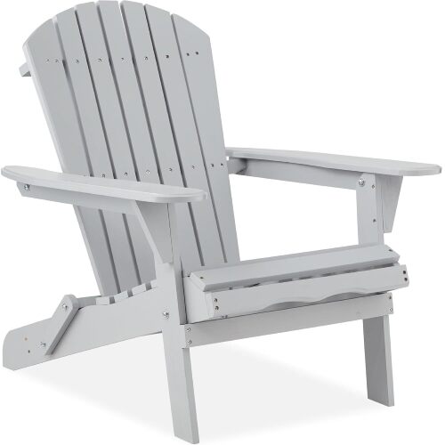 Folding Adirondack Chair Outdoor Wooden Accent Furniture Fire Pit Lounge Chairs for Yard, Garden, Patio w/ 350lb Weight Capacity