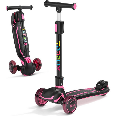 TONBUX Kids Scooter Light Up 3 Wheel Kick Scooters for Kids 3-5 Folding Scooters for Kids 8-12